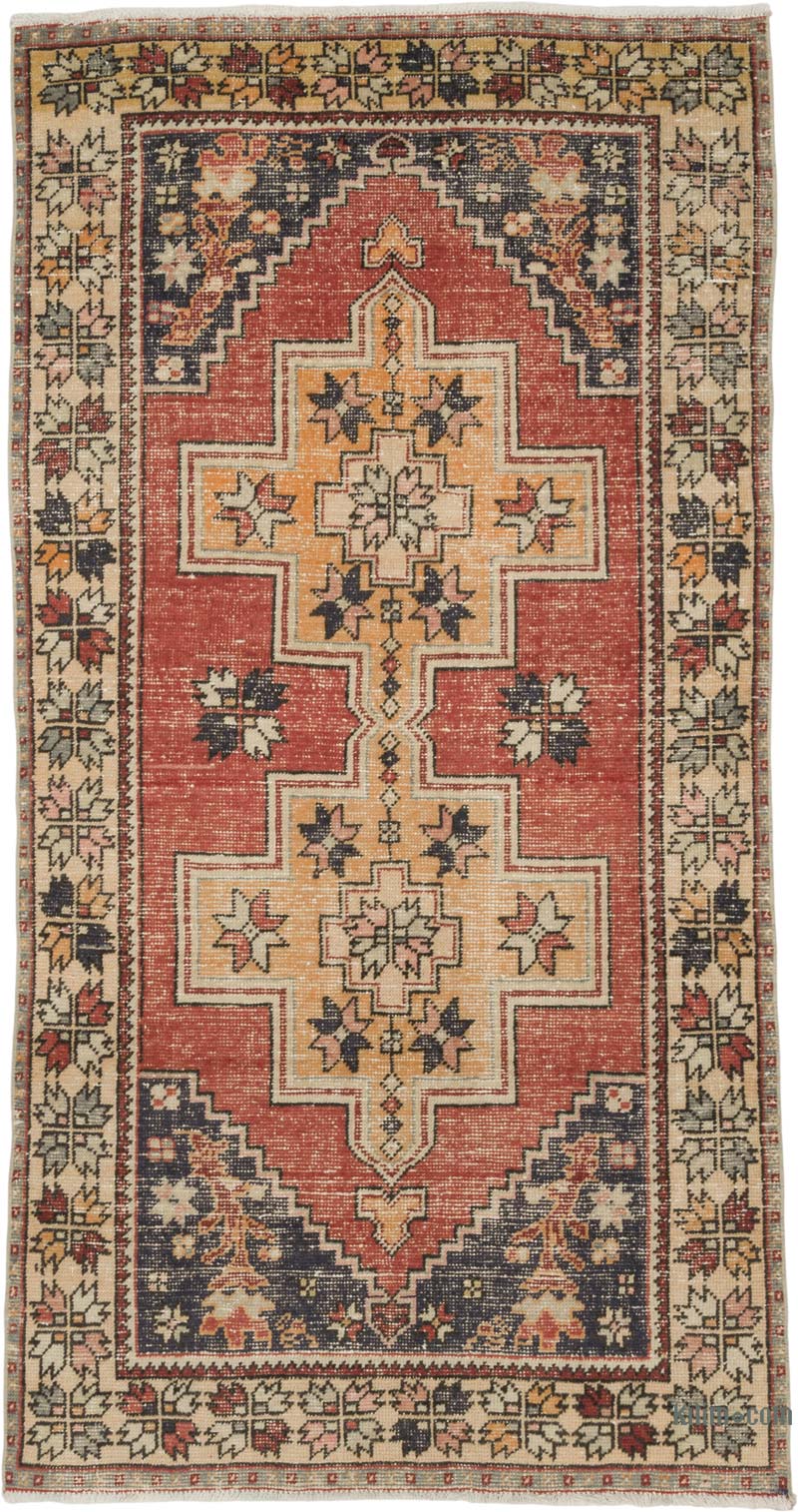 Alfombra Vintage Turca Anudada a Mano - 121 cm x 226 cm - K0086882