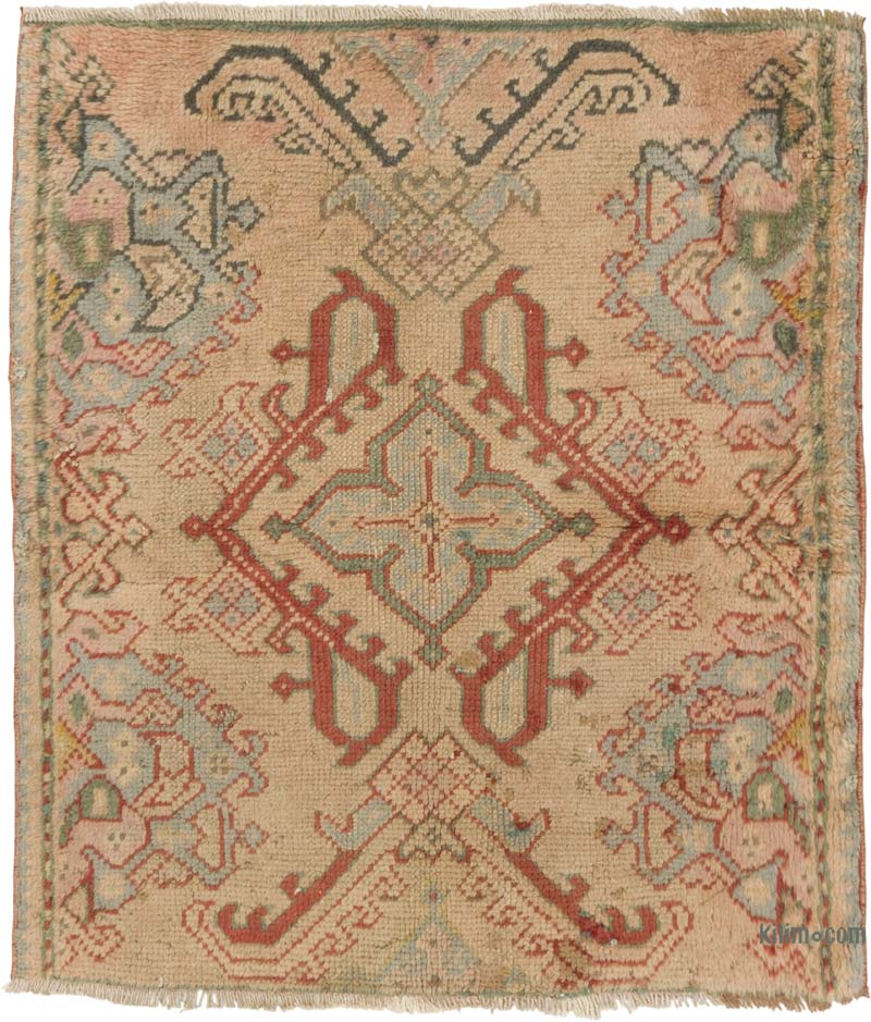 El Dokuma Vintage Halı - 98 cm x 110 cm - K0086892