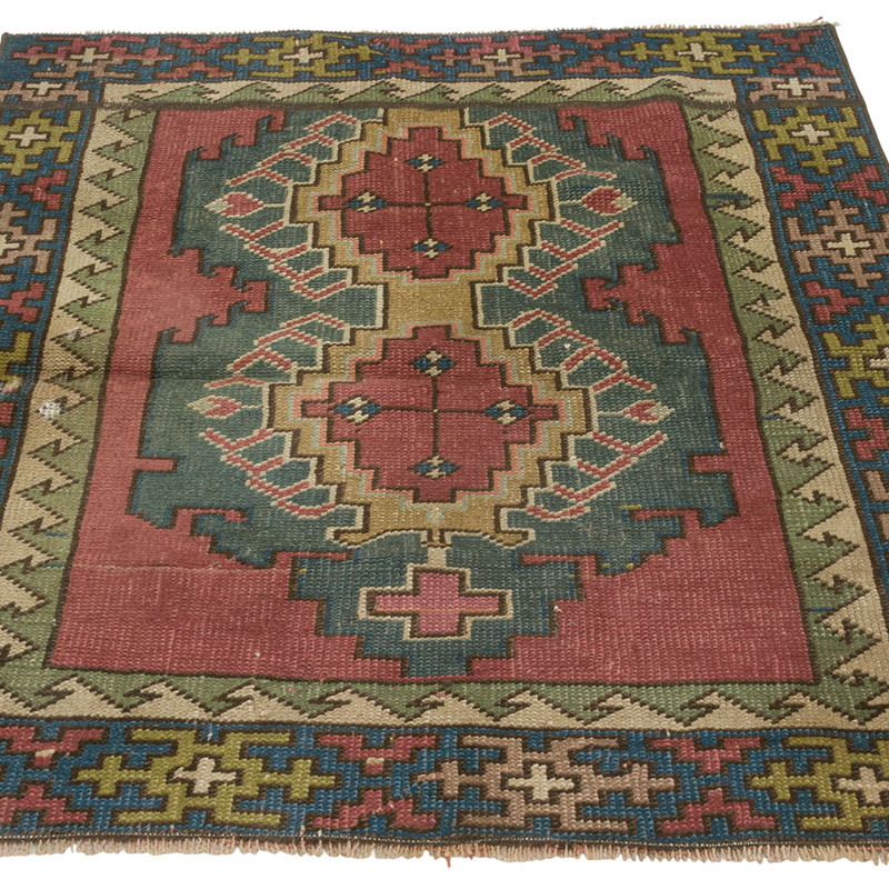 El Dokuma Vintage Halı - 89 cm x 102 cm - K0086896