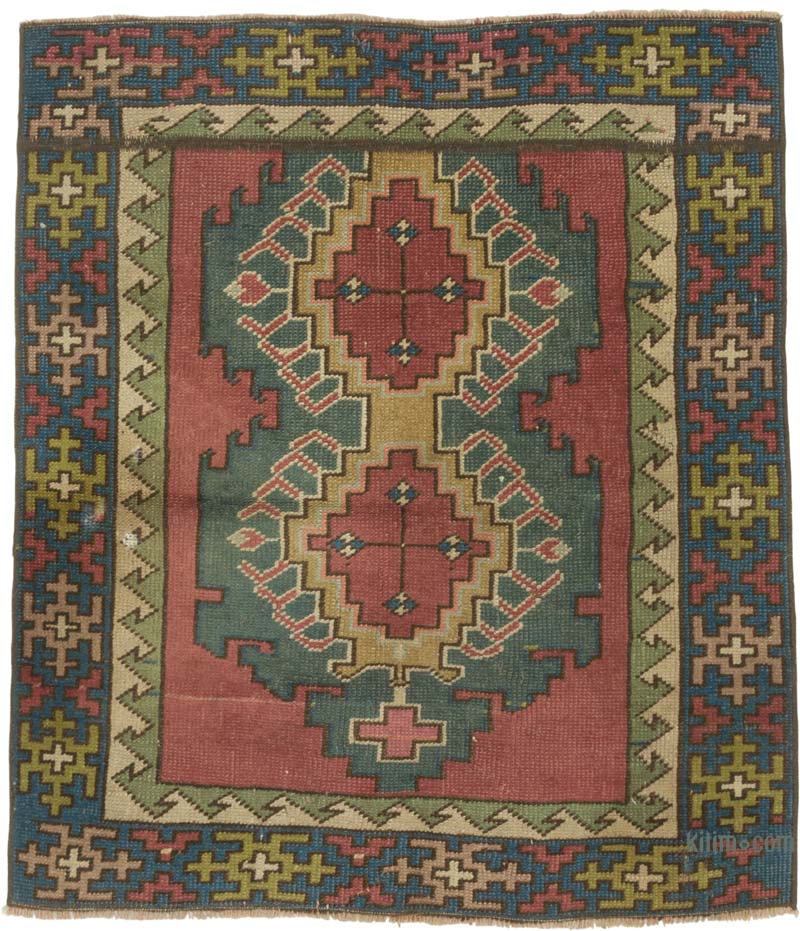 El Dokuma Vintage Halı - 89 cm x 102 cm - K0086896