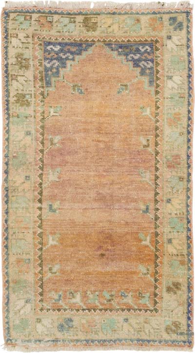 El Dokuma Vintage Halı - 63 cm x 112 cm