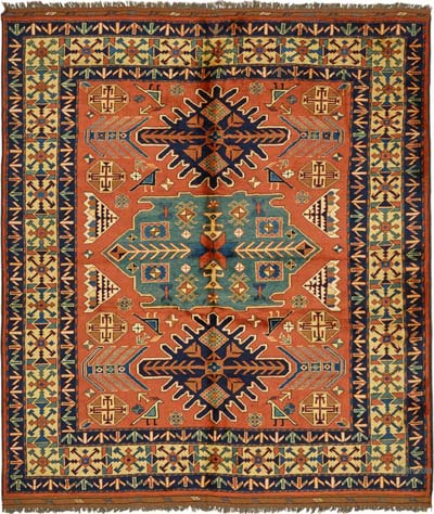 New Hand Knotted Wool Oushak Rug - 6' 11" x 7' 8" (83" x 92")