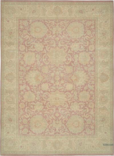 New Hand Knotted Wool Oushak Rug - 9' 10" x 13' 5" (118" x 161")
