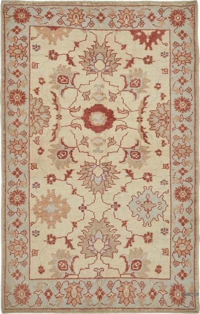 New Hand Knotted Wool Oushak Rug - 3' 11" x 6' 1" (47" x 73")