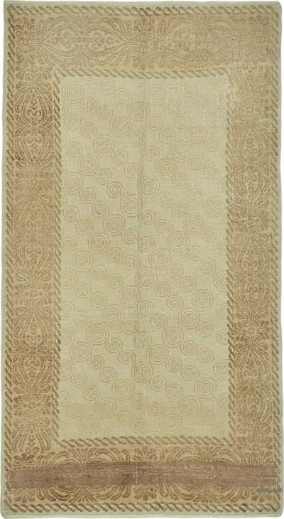New Hand Knotted Wool Oushak Rug - 4' 1" x 7' 3" (49" x 87")