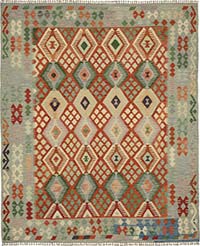 New Afghan Kilim Rug - 7' 10" x 9' 3" (94" x 111")