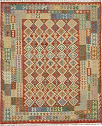 New Afghan Kilim Rug - 7' 10" x 9' 4" (94" x 112")