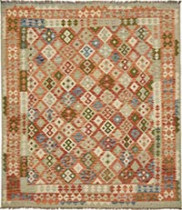 New Afghan Kilim Rug - 8' 2" x 9' 3" (98" x 111")