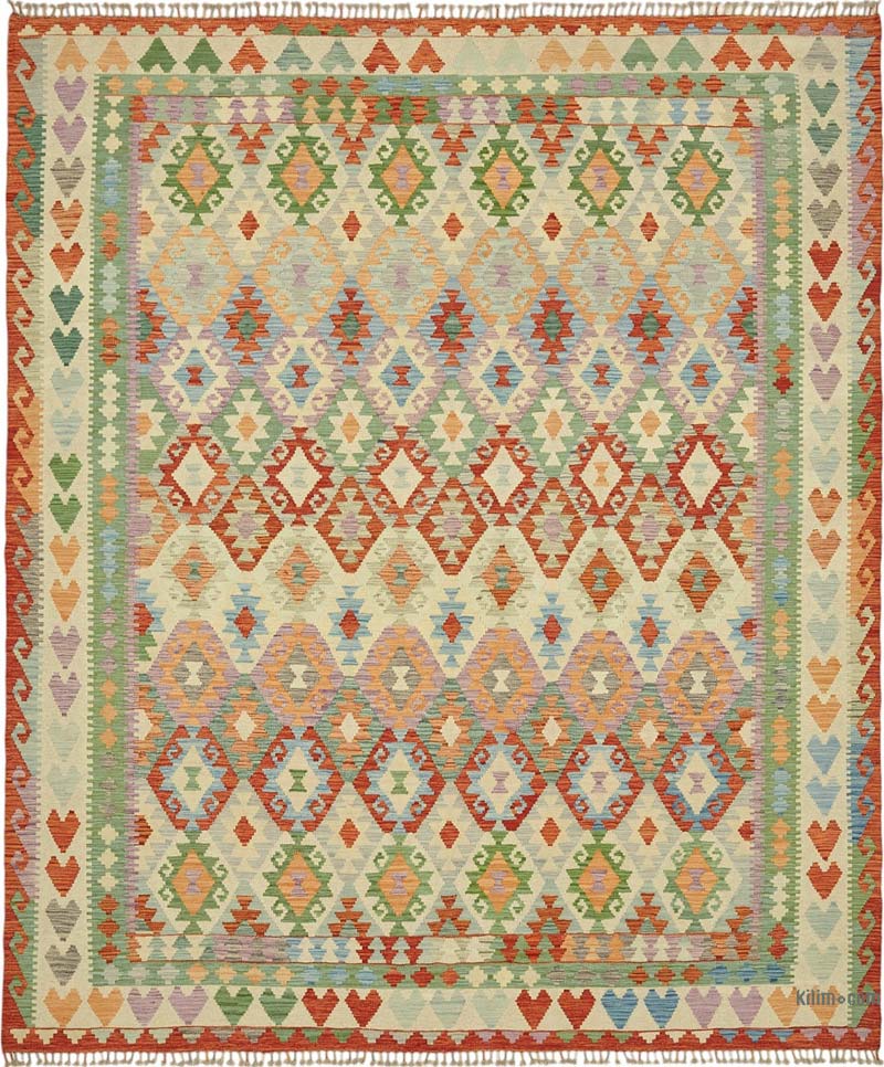 New Afghan Kilim Rug - 8' 2" x 9' 9" (98" x 117") - K0087185