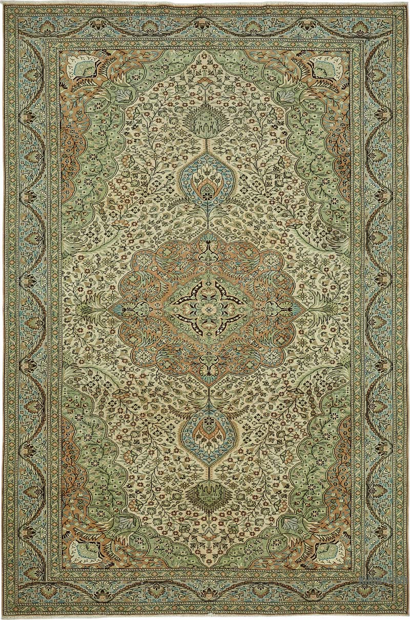 Vintage Turkish Hand-Knotted Rug - 6' 7" x 10'  (79" x 120") - K0087410