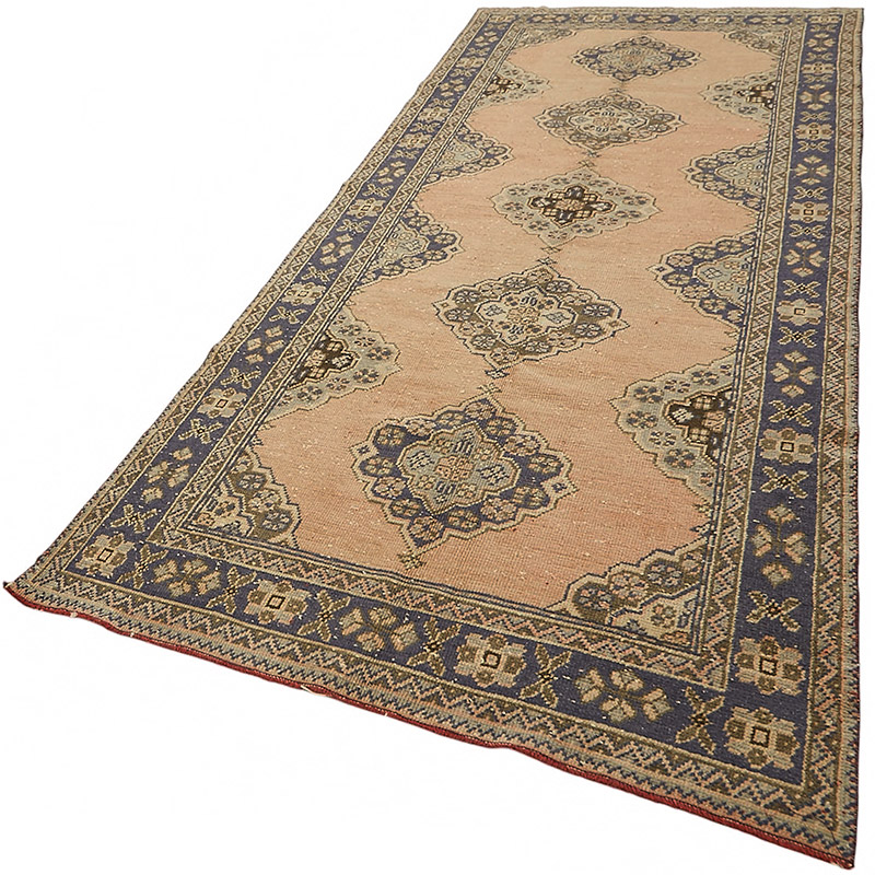 Alfombra Vintage Turca Anudada a Mano - 137 cm x 346 cm - K0087581