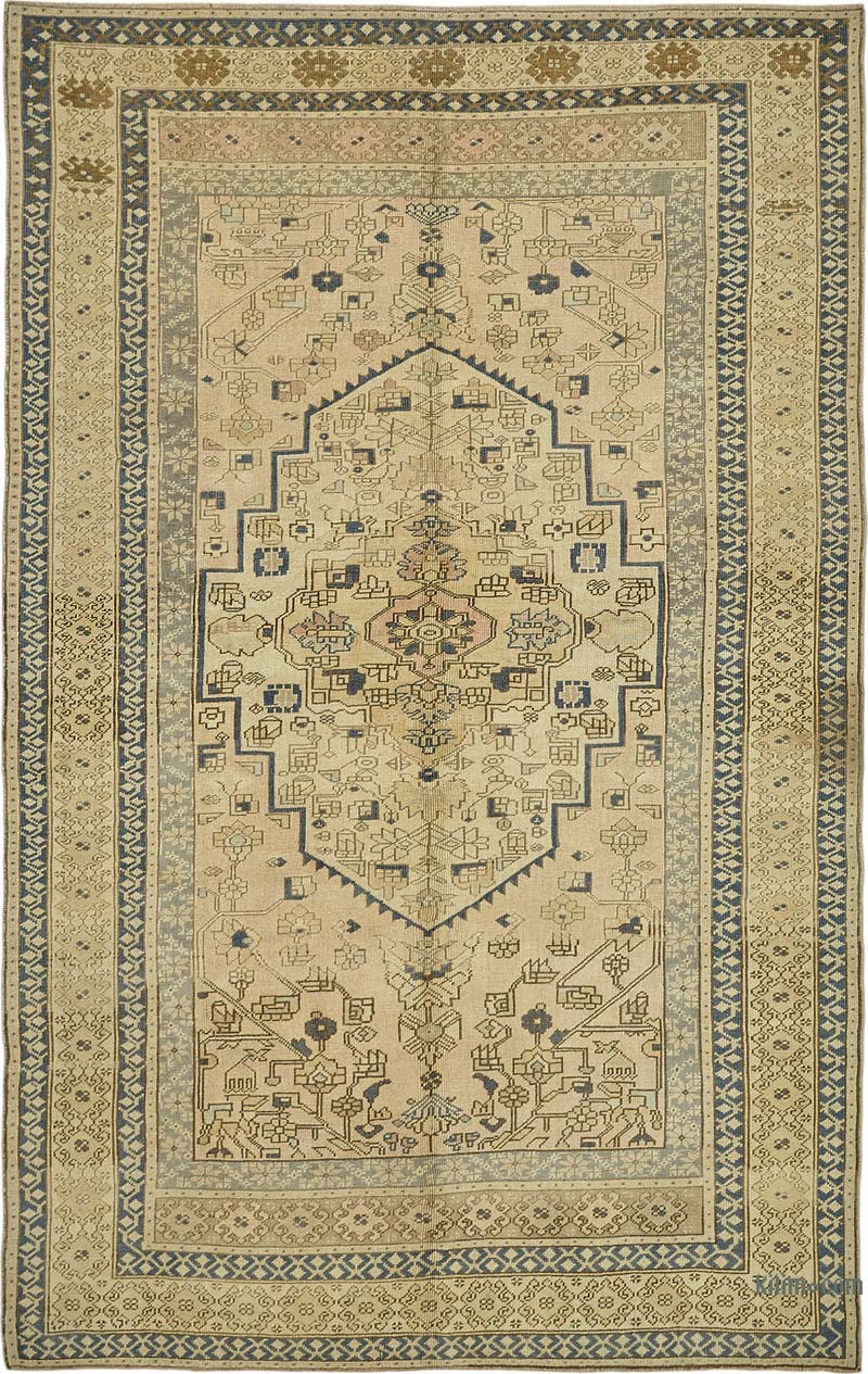 Vintage Turkish Hand-Knotted Rug - 5' 9" x 9'  (69" x 108") - K0087591