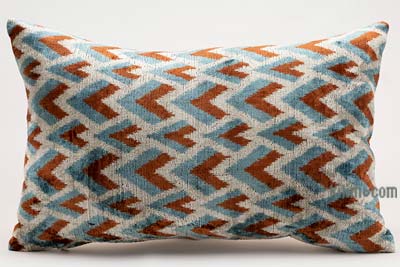 Funda de Almohada de terciopelo Ikat - 60 cm x 40 cm