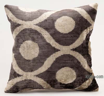 Funda de Almohada de terciopelo Ikat - 40 cm x 40 cm