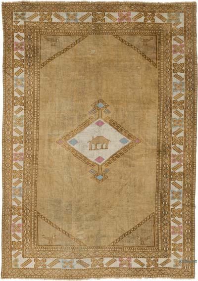 Vintage Turkish Hand-Knotted Rug - 7' 5" x 10' 4" (89" x 124")