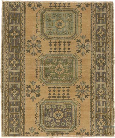 Vintage Turkish Hand-Knotted Rug - 4' 7" x 5' 5" (55" x 65")
