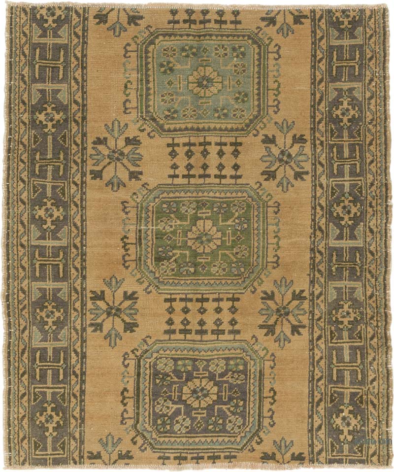 Vintage Turkish Hand-Knotted Rug - 4' 7" x 5' 5" (55" x 65") - K0087826