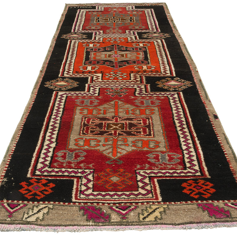 Vintage Turkish Hand-Knotted Runner - 3' 6" x 9' 8" (42" x 116") - K0087846