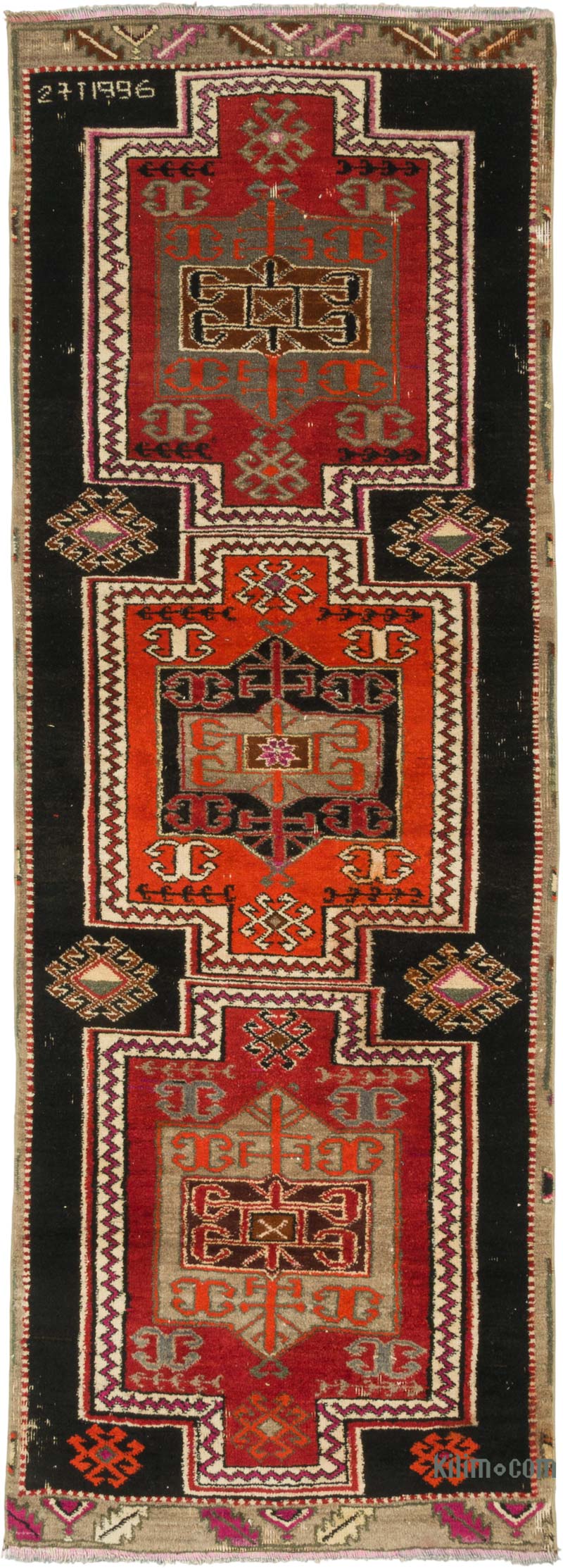 Vintage Turkish Hand-Knotted Runner - 3' 6" x 9' 8" (42" x 116") - K0087846
