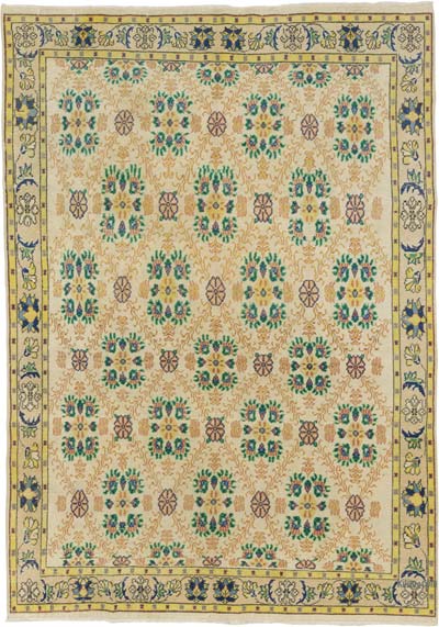 Vintage Turkish Hand-Knotted Rug - 6' 4" x 9' 2" (76" x 110")