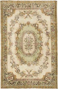Vintage Turkish Hand-Knotted Rug - 6' 4" x 9' 6" (76" x 114")