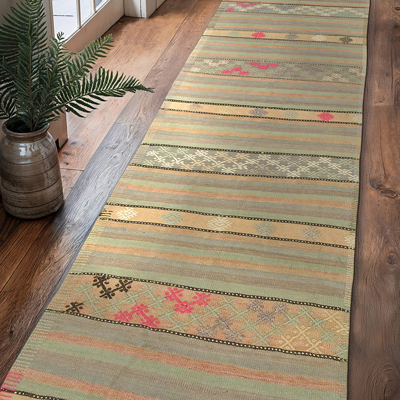 Vintage Manisa Kilim Yolluk - 90 cm x 322 cm - K0087898