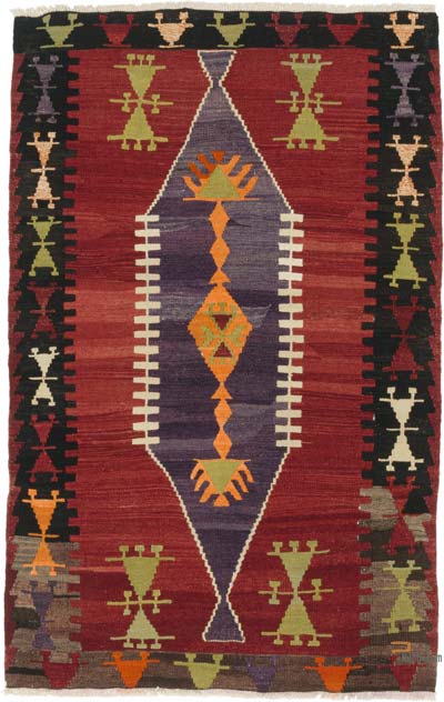 Vintage Afyon Kilim Rug - 3' 2" x 4' 11" (38" x 59")