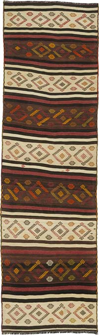 Vintage Malatya Kilim Rug - 3' 10" x 13' 1" (46" x 157")