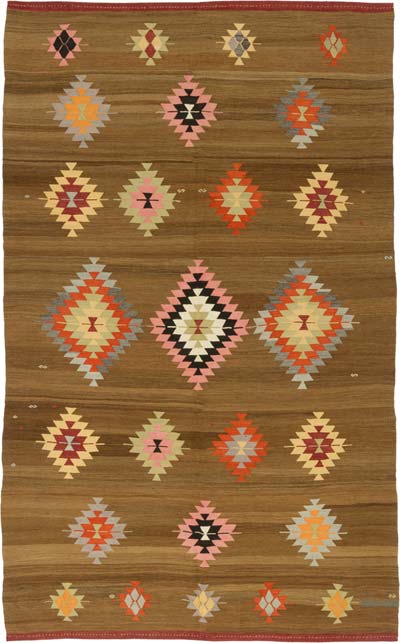 Vintage Fethiye Kilim Rug - 6' 3" x 10' 1" (75" x 121")