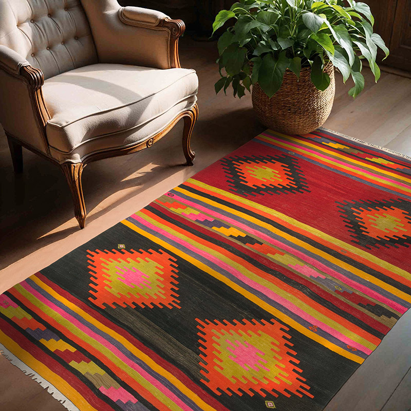 Vintage Sivas Kilim Rug - 4' 4" x 5' 11" (52" x 71") - K0087926