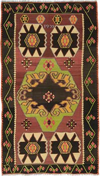 Vintage Turkish Kilim Rug - 6'  x 10' 7" (72" x 127")