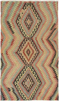 Vintage Denizli Kilim Rug - 5' 5" x 9' 4" (65" x 112")