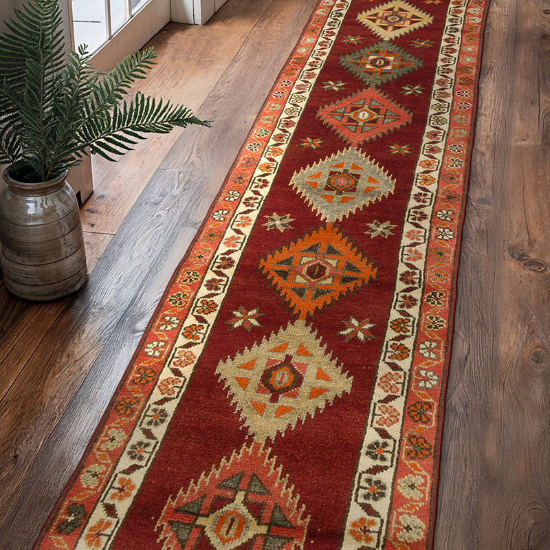Alfombra Vintage de pasillo - 87 cm x 397 cm - K0088004