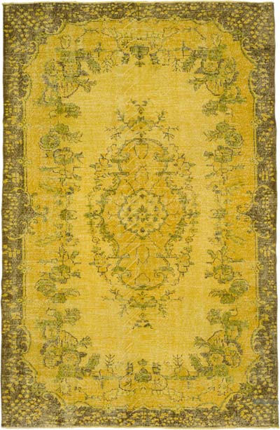 Boyalı El Dokuma Vintage Halı - 198 cm x 302 cm