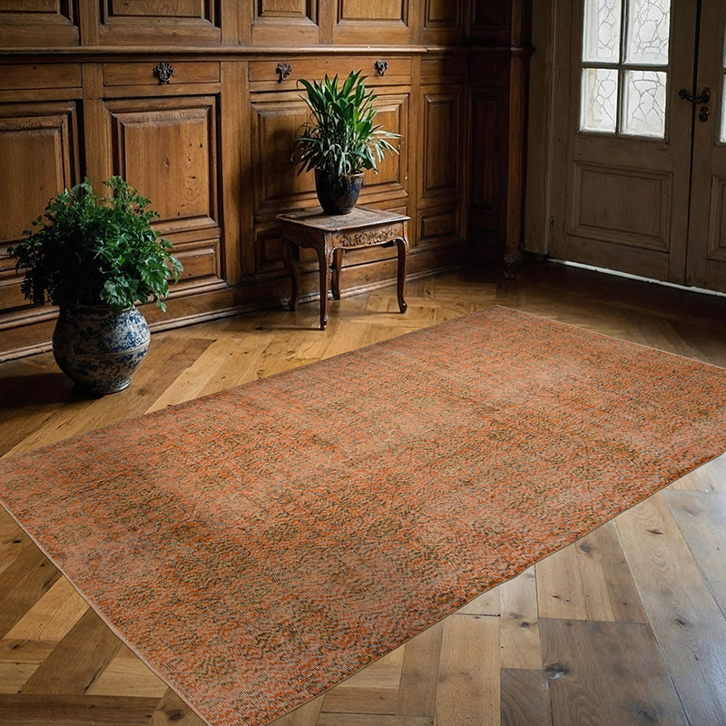 Over-dyed Vintage Hand-Knotted Turkish Rug - 5' 4" x 8' 8" (64" x 104") - K0088009