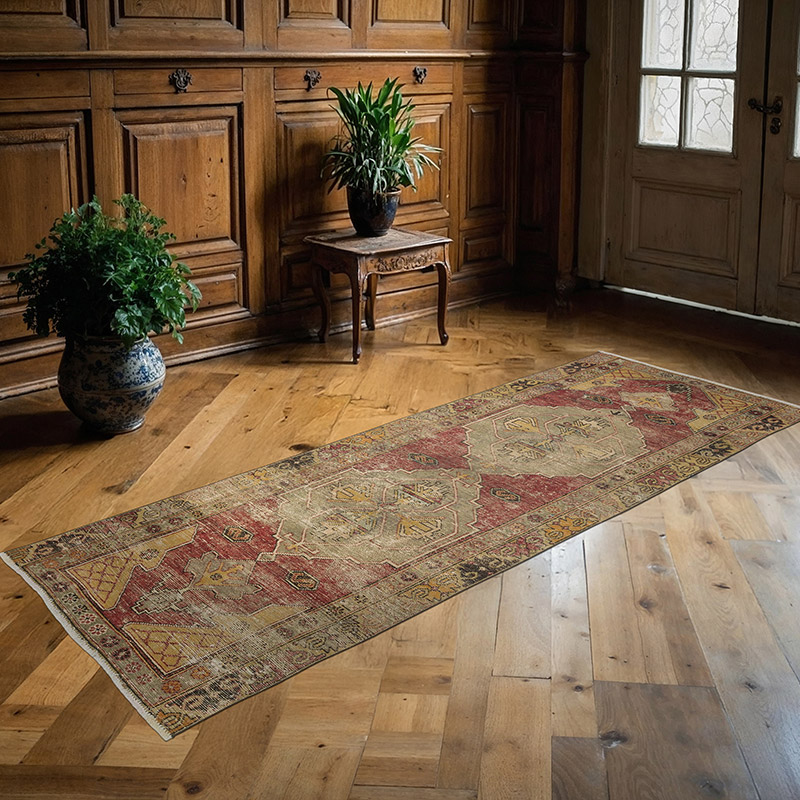Vintage Turkish Hand-Knotted Rug - 3' 3" x 8' 5" (39" x 101") - K0088017