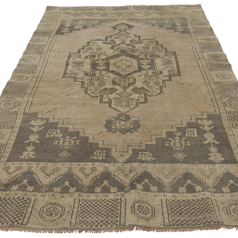 Alfombra Vintage Turca Anudada a Mano - 128 cm x 232 cm - K0088043