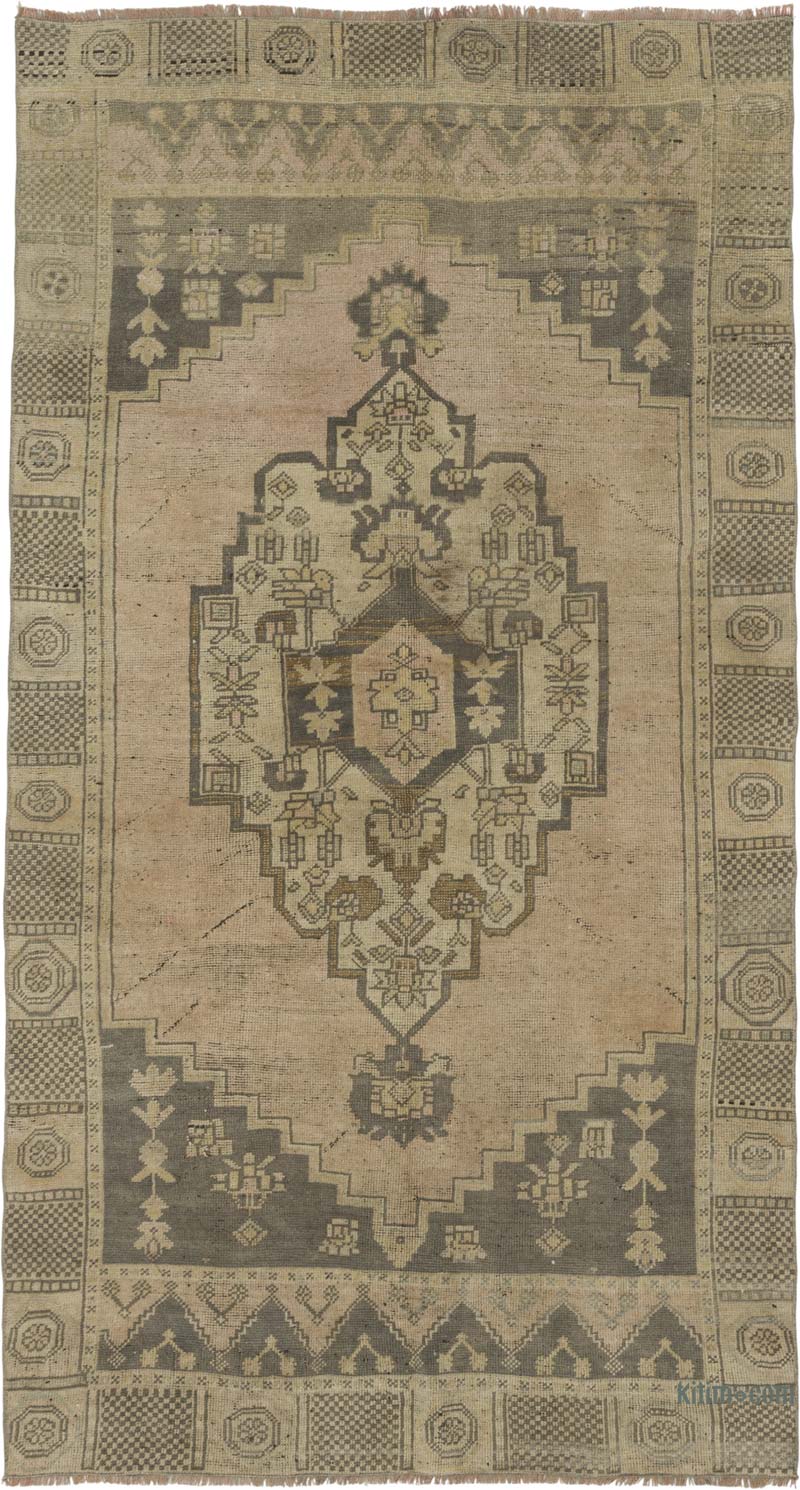 Alfombra Vintage Turca Anudada a Mano - 128 cm x 232 cm - K0088043
