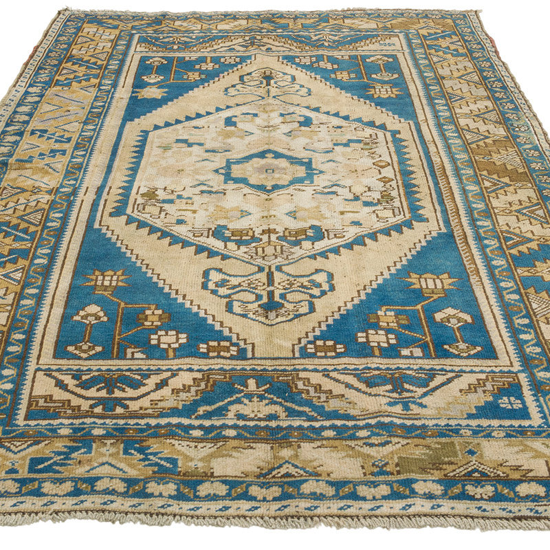 Alfombra Vintage Turca Anudada a Mano - 130 cm x 230 cm - K0088054