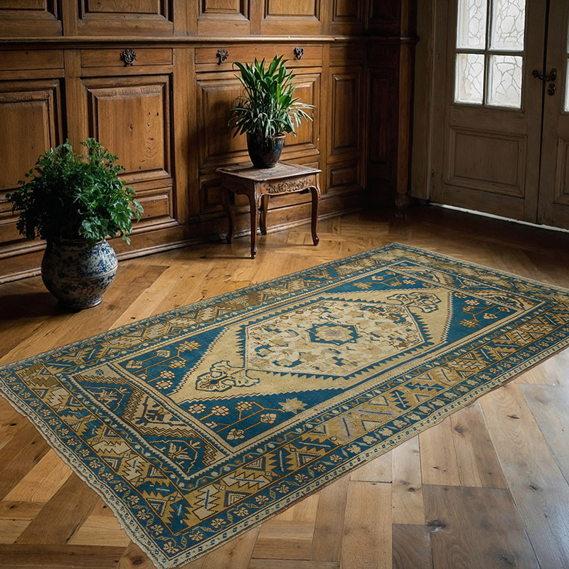 Alfombra Vintage Turca Anudada a Mano - 130 cm x 230 cm - K0088054