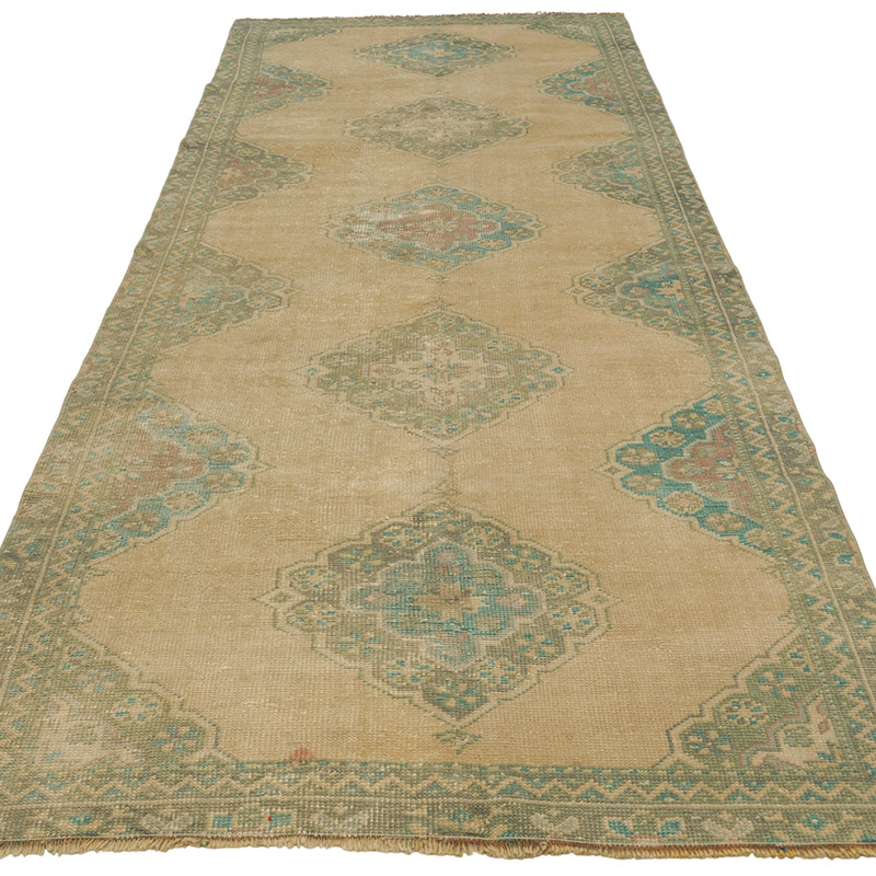 Vintage Turkish Hand-Knotted Runner - 3' 7" x 10' 4" (43" x 124") - K0088060