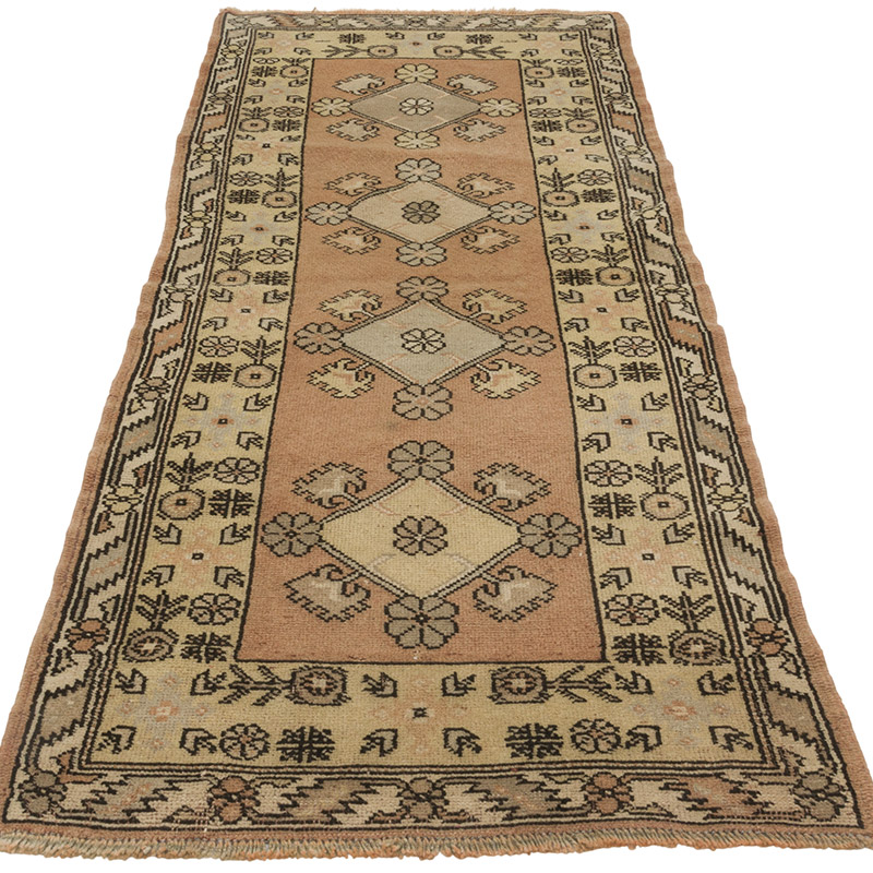 Pasillo Vintage Turco Anudado a Mano - 76 cm x 196 cm - K0088062