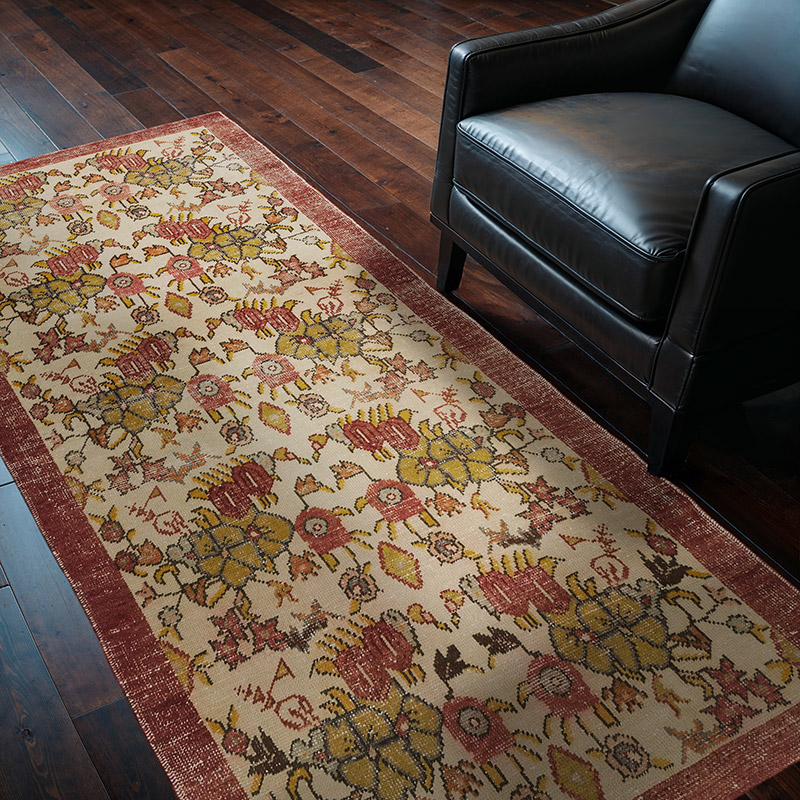 Vintage Turkish Hand-Knotted Rug - 3' 7" x 6' 11" (43" x 83") - K0088065