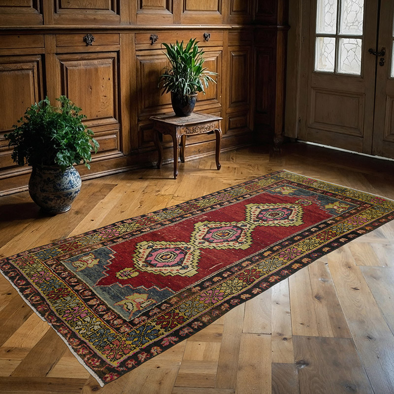 Alfombra Vintage Turca Anudada a Mano - 131 cm x 260 cm - K0088066