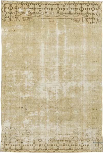 Boyalı El Dokuma Vintage Halı