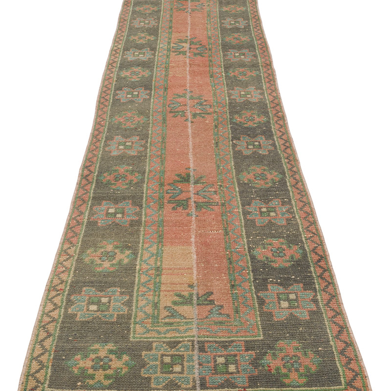 Pink Vintage Turkish Hand-Knotted Runner - 2' 2" x 11' 1" (26" x 133") - K0088071
