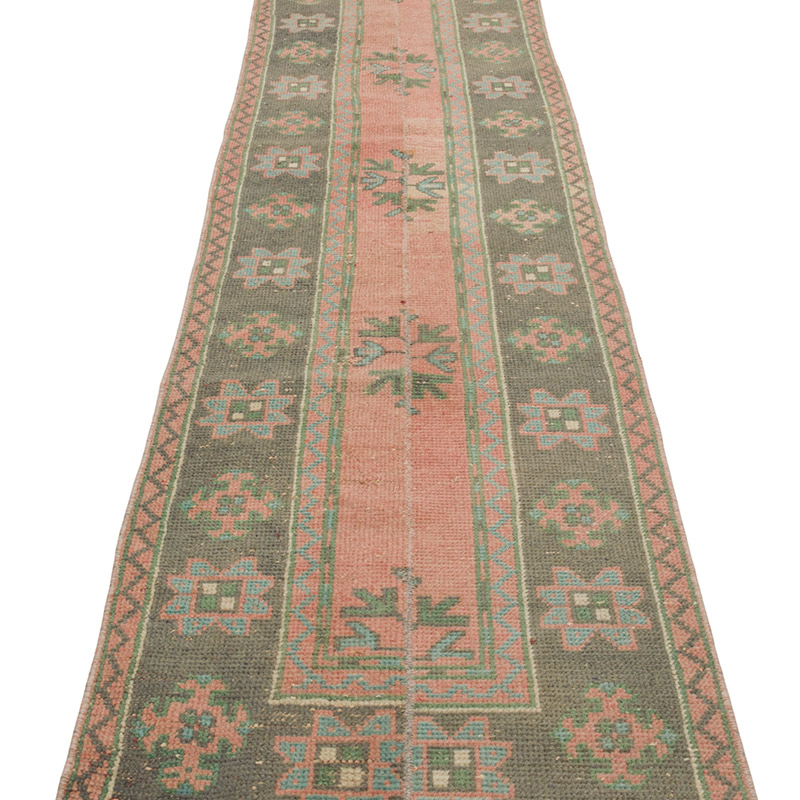 Pink Vintage Turkish Hand-Knotted Runner - 2' 2" x 11' 1" (26" x 133") - K0088071