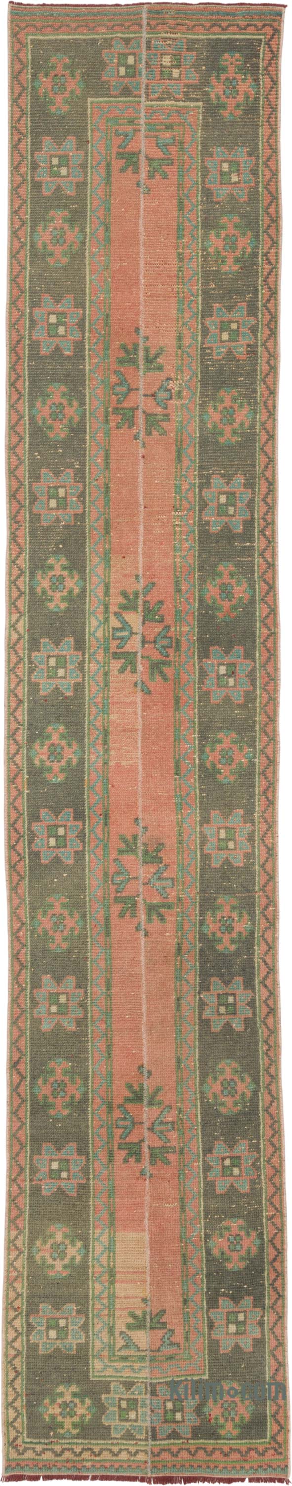 Pink Vintage Turkish Hand-Knotted Runner - 2' 2" x 11' 1" (26" x 133") - K0088071