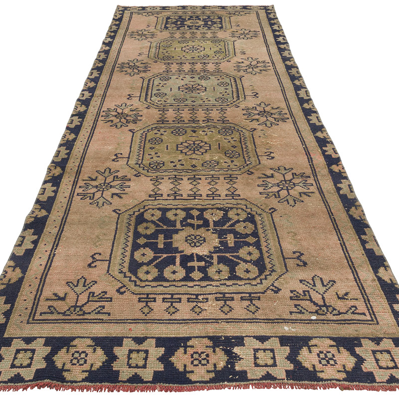 Pasillo Vintage Turco Anudado a Mano - 110 cm x 335 cm - K0088083