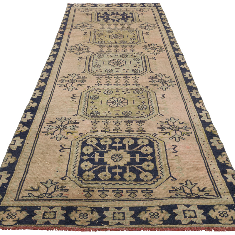 Pasillo Vintage Turco Anudado a Mano - 110 cm x 335 cm - K0088083